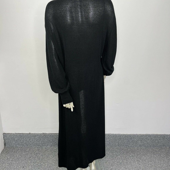 Free People Beach Long Duster Cardigan Small Black Knit Open Front Boho - Picture 8 of 12